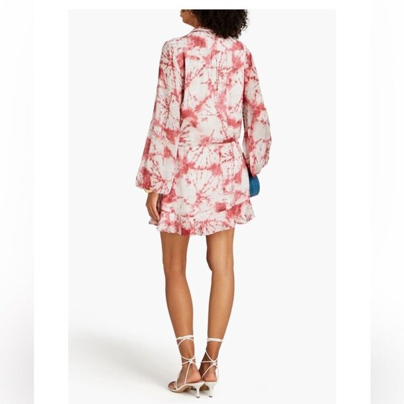 ROCOCO SAND Wrap-Effect Tie-Dyed Jacquard Mini Long Sleeve Dress - Picture 15 of 15